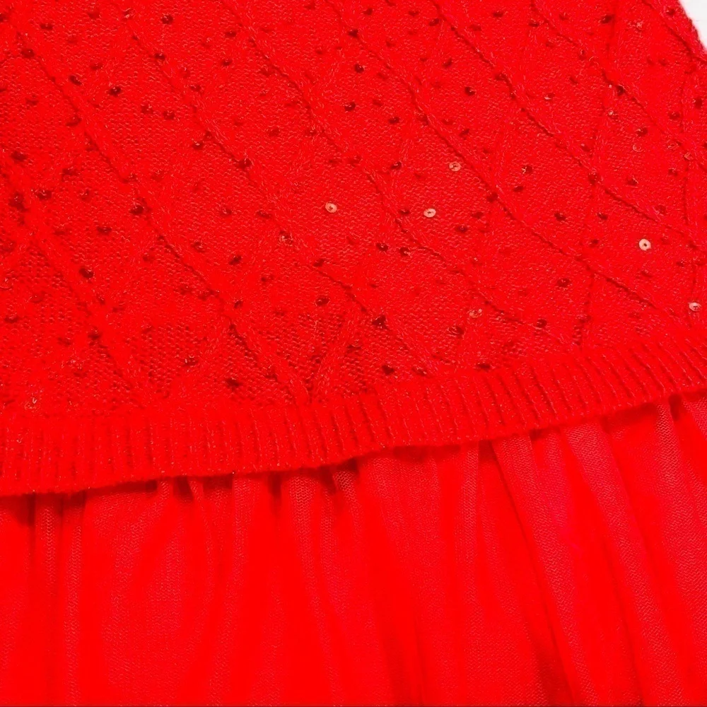 NWOT Justice Girls Red Sequin Drop Waist Sweater Dress